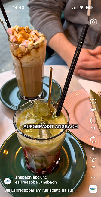 Screenshot von einem Video bei der Espressobar in Ansbach