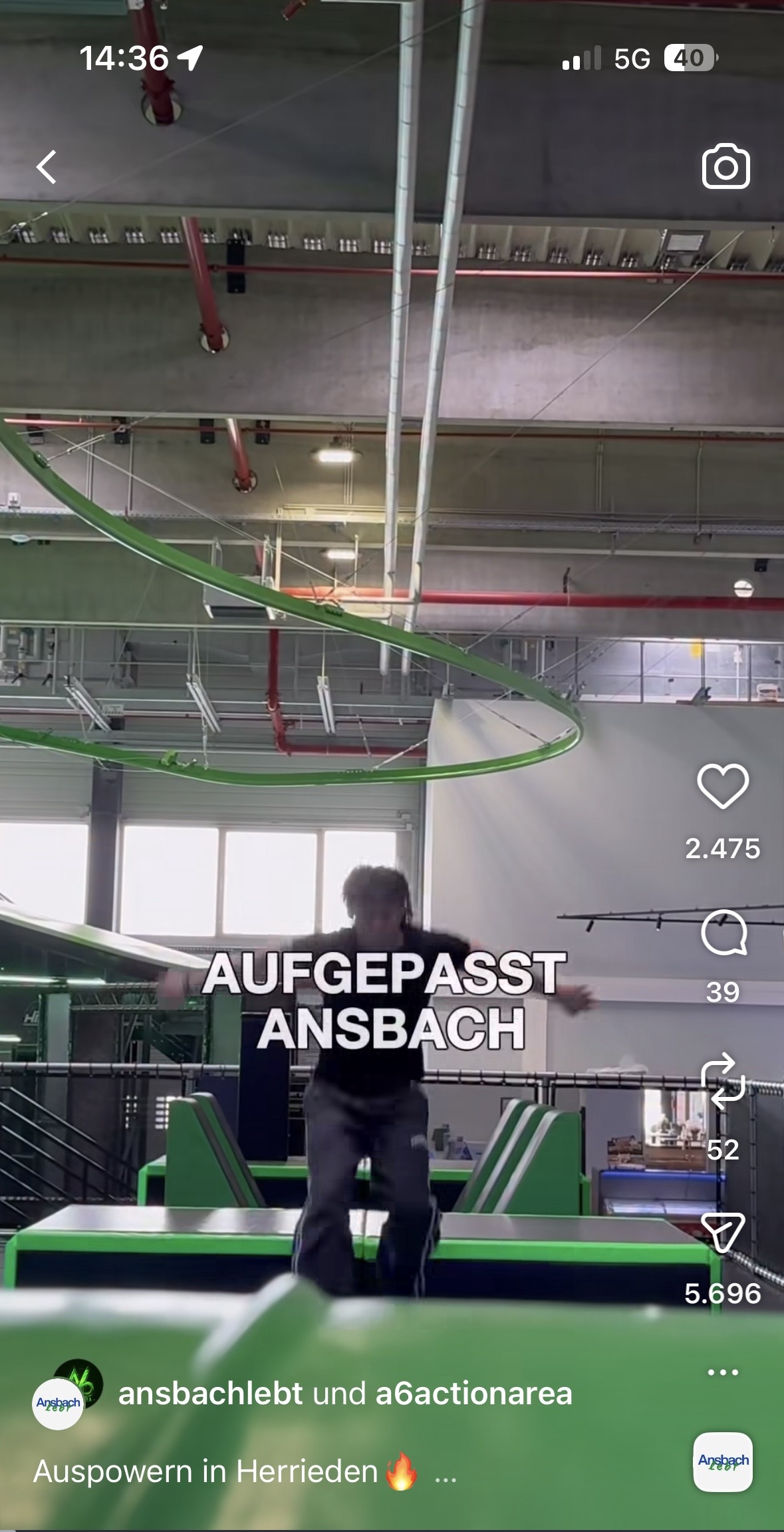 Screenshot von einem Video bei der A6 Action Area in Ansbach