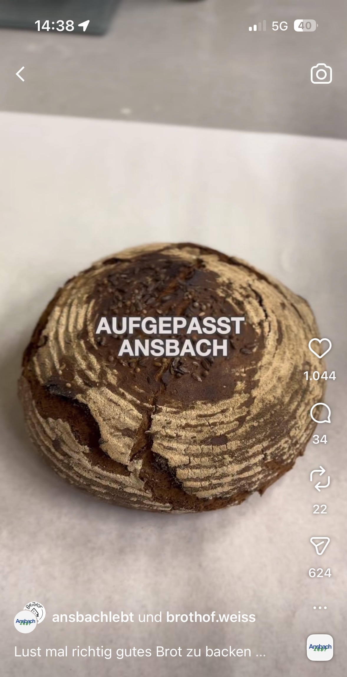 Screenshot von einem Video beim Brothof Weiss in Höfstetten bei Ansbach